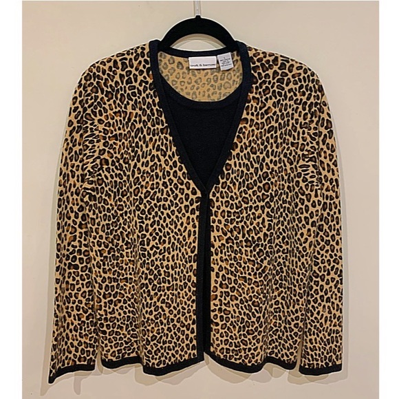 Croft & Barrow Cardigan layered 2-piece Leopard print cardigan Size L - Picture 2 of 9